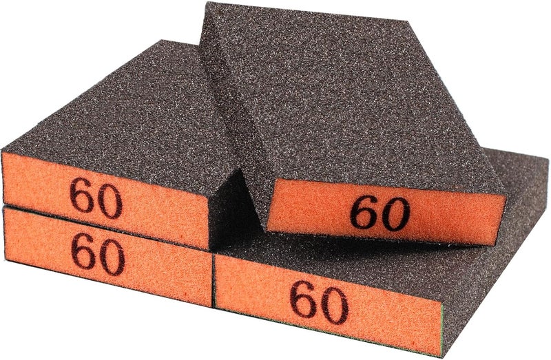 YNZDRWA 4 Pack Sanding Sponge, Washable and Reusable Sanding Blocks for Drywall Wood Metal Furniture, 60 Grit Sandpaper Block Assortment - Image 1